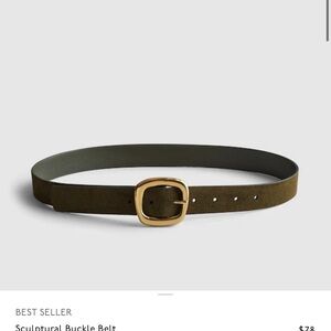 Madewell Olive Green Belt with Gold Buckle